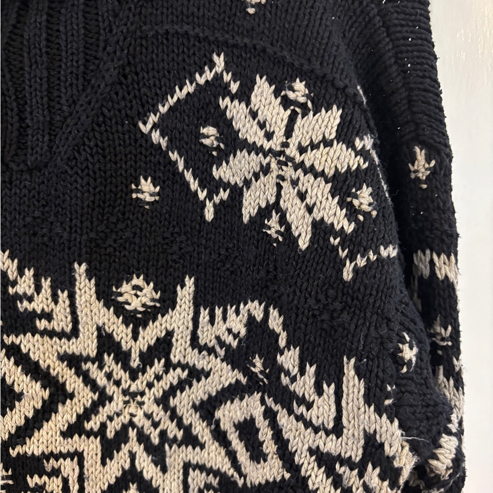 Ralph Lauren Sweater, Hand Knit, Wool, Linen Snowflake, Winter, black and Cream - Picture 2 of 5